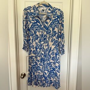 CAbi Blue Floral Print Shirt Dress Size XL